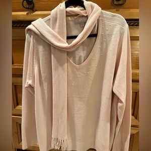 Carolyn Taylor Pink Pearl Embellished Sweater Scarf Sz 1x